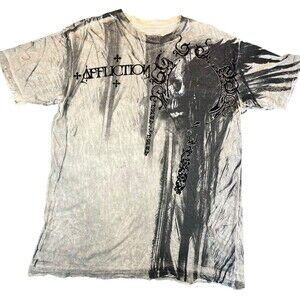 Affliction Skull Graphic T Shirt Men XL Distressed Wash Y2K Biker Goth MMA 22x30